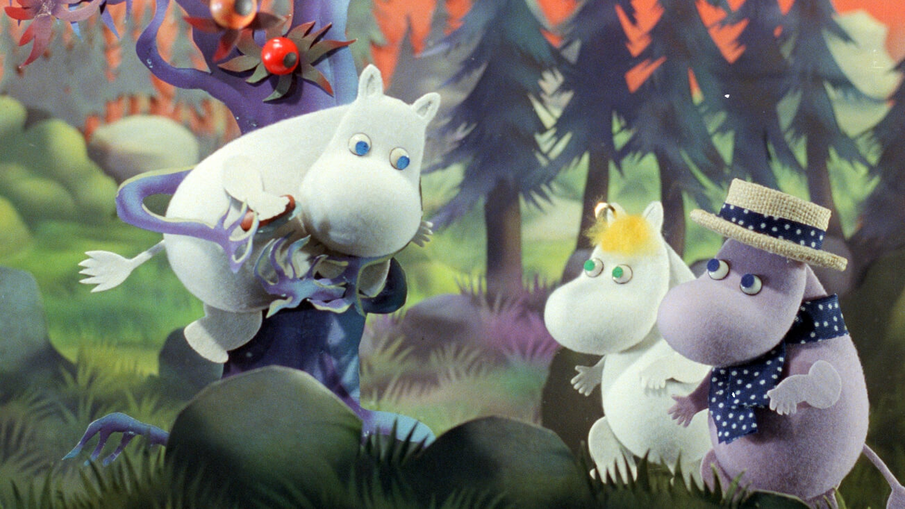 Moomin et ses amis dans une scène du film Les Moomins et la chasse à la comète